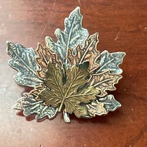 Vintage 70s Tri Color Maple Leaves Broach